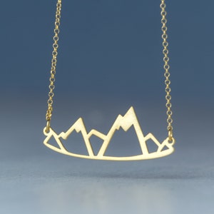 Solid Gold Mountain Necklace / Hiking Pendant / Nature lover Gift / 9k, 14k or 18k yellow, white or rose solid gold image 2