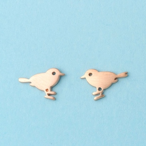 Tiny Robin Bird Studs: Sterling Silver Minimalist Earrings