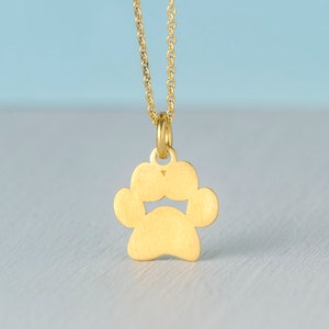 Solid Gold Paw Print Necklace / Cat, Dog Cute Pet Pendant / Minimal Everyday Charm