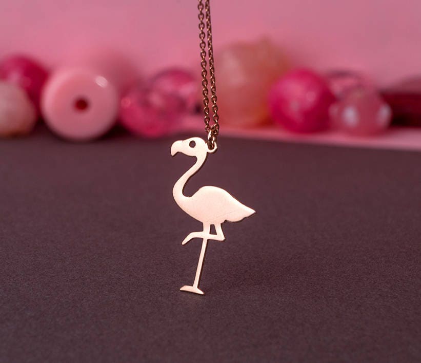 Flamingo Necklace Tropical Bird Pendant Sterling Silver Kids | Etsy