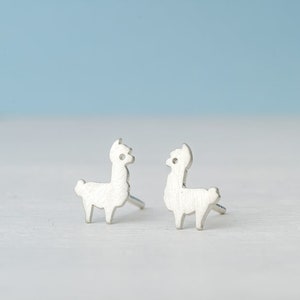 Sterling Silver Alpaca Earrings / Llama Studs / Minimal Jewelry / Gift for Kids Teens Mom image 8