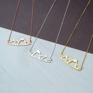 Solid Gold Mountain Necklace / Hiking Pendant / Nature lover Gift / 9k, 14k or 18k yellow, white or rose solid gold image 4