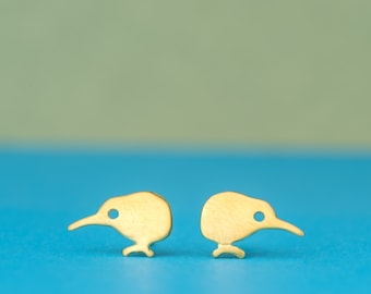 Sterling Silver Tiny Kiwi Earrings / Bird Studs / New Zealand Jewelry