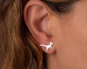 Sterling Silver Velociraptor Studs / Jurassic World Raptor Earrings / Teen, Kids Jewelry