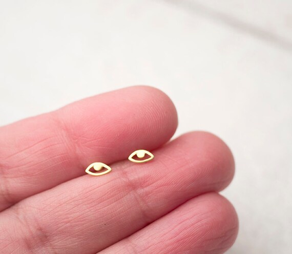 Extra Tiny Evil Eye Earrings Minimal 