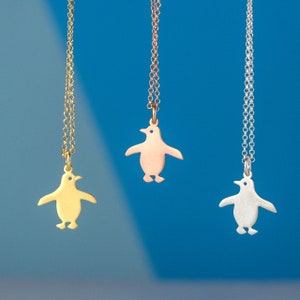 Collar de pingüino, lindo colgante de pájaro, plata esterlina, collar para niñas, dije para bebé, joyería de pájaro, collar para niños, dije de oro rosa