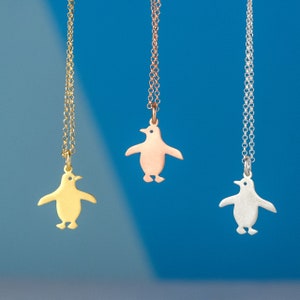 Penguin Necklace Cute Bird Pendant sterling silver Girls necklace baby charm Bird Jewelry children kids necklace rose gold charm