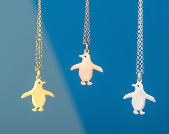 Penguin Necklace Cute Bird Pendant sterling silver Girls necklace baby charm Bird Jewelry children kids necklace rose gold charm