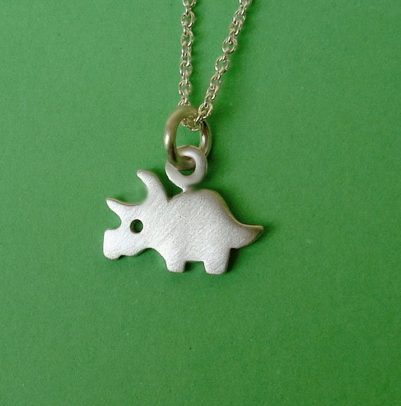 Tiny Dinosaur Necklace Dinosaur Charm Triceratops Pendant Etsy