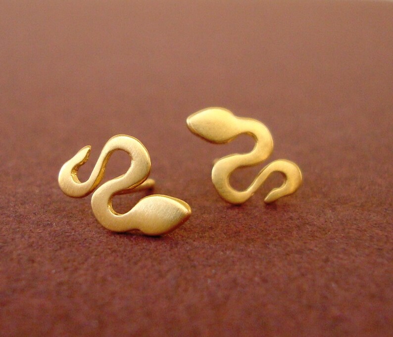 Snake Studs Snake Earrings sterling silver gold snake earring rose gold earrings kids jewelry dainty jewelry image 8