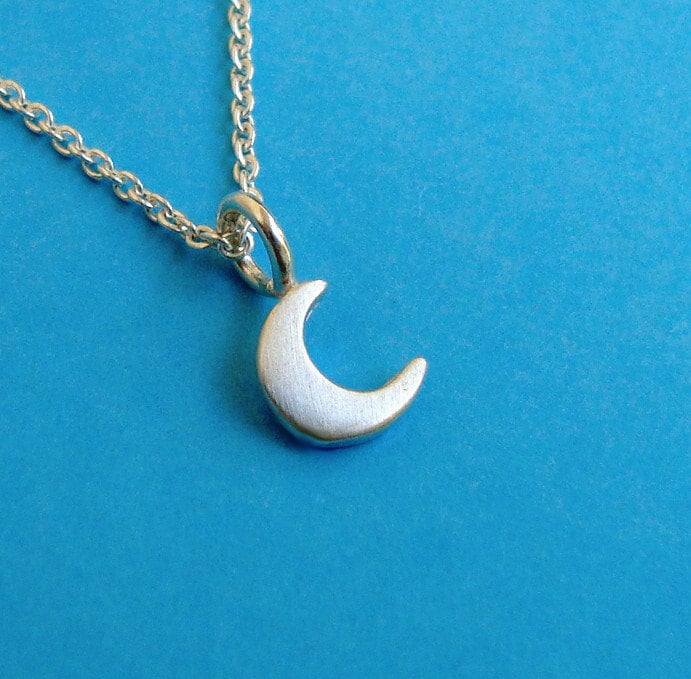 Tiny Crescent Moon Necklace Sterling Silver / Dainty Celestial - Etsy