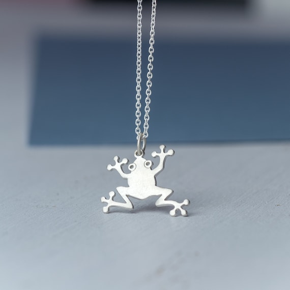 Small Sterling Silver Frog Pendant - Emeralds International LLC.