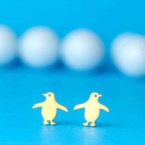 Tiny Penguin Earrings / Cute Polar Studs Sterling Silver / Minimal Gift for Boys, Girls image 6
