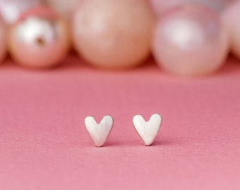 Sterling Silver Heart Earrings / Extra Tiny Love Studs / Valentine Jewelry