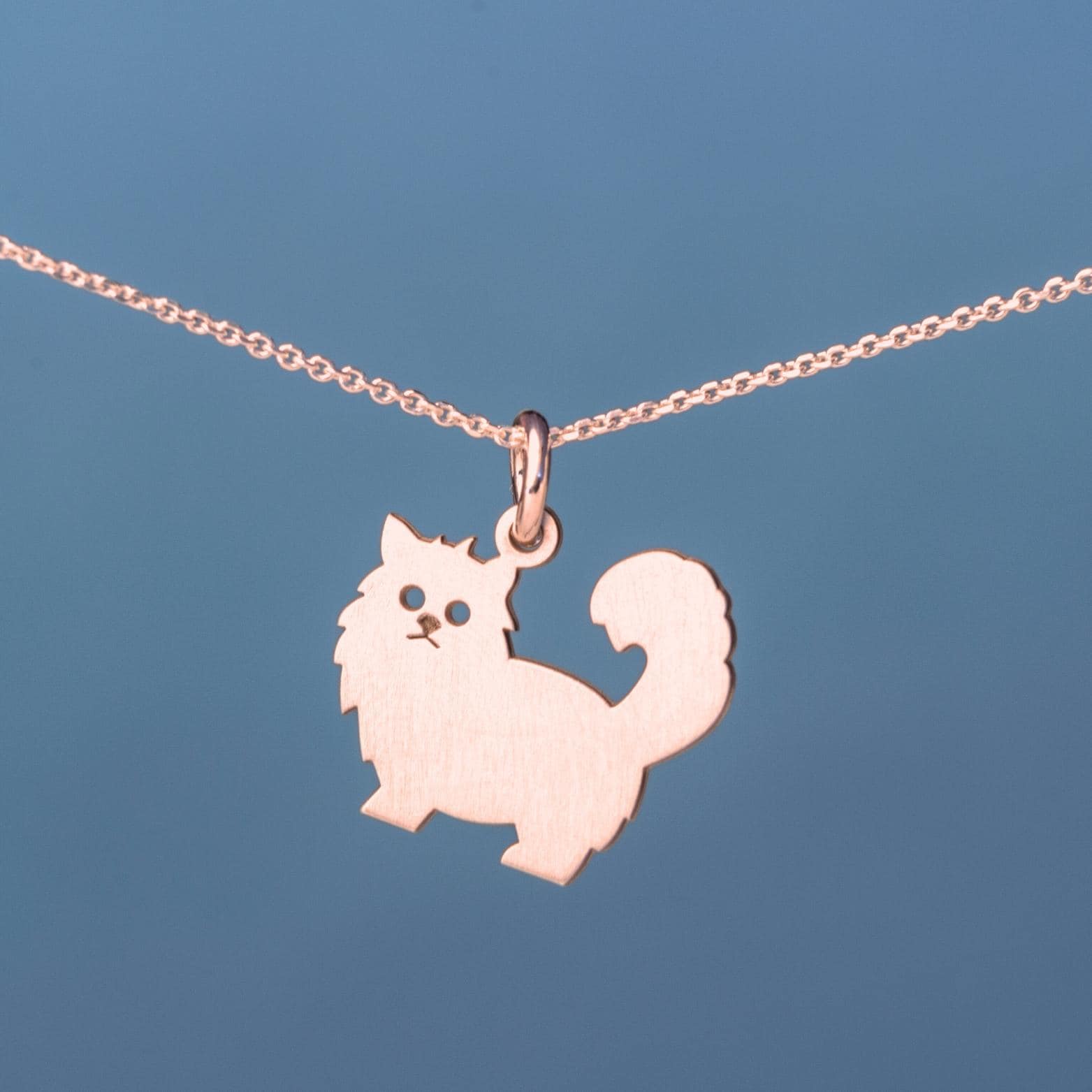 AJ059 K18刻印 猫 チャーム Solid Gold Cat Necklace / Animal Pendant / 9k 14k 18k