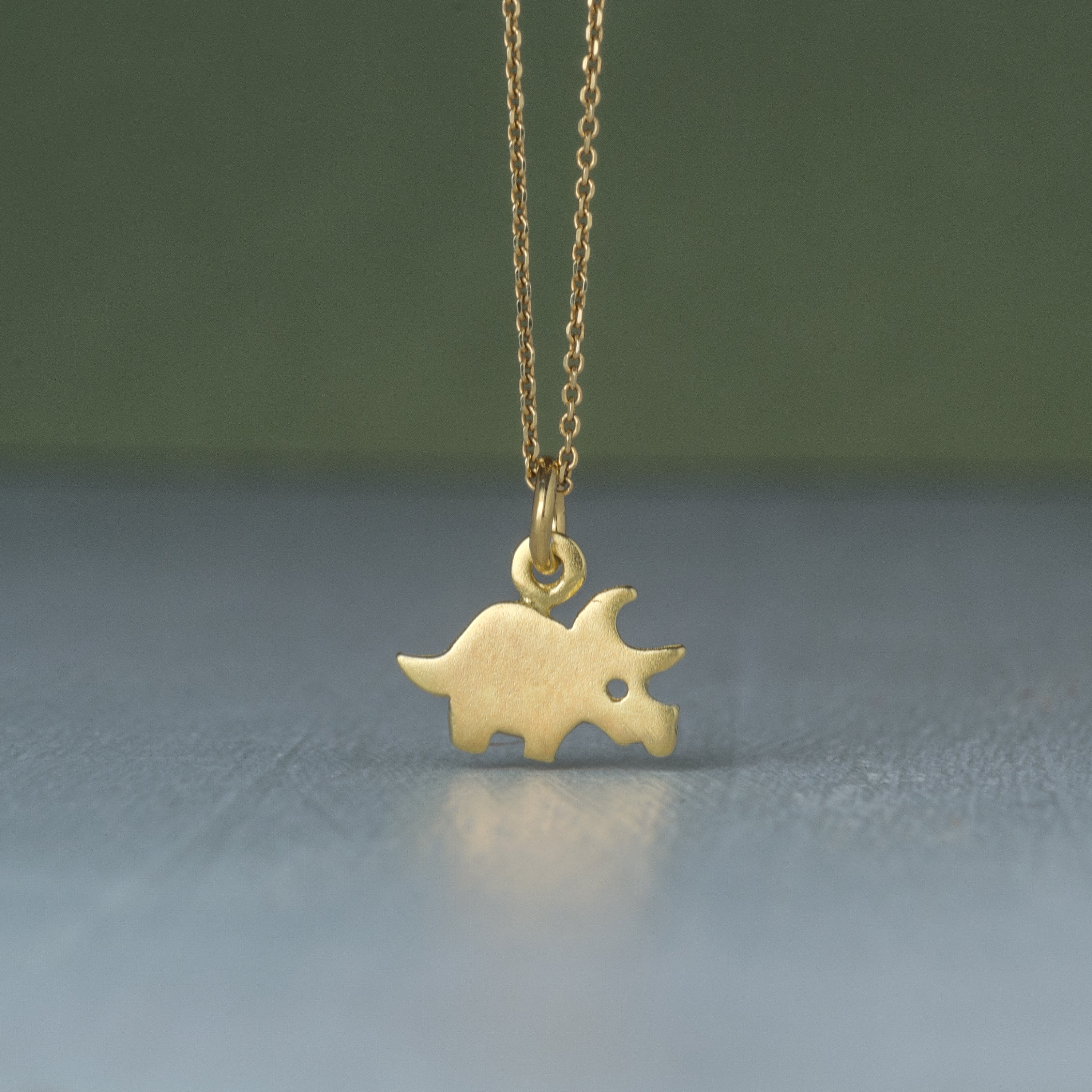 Tiny Dinosaur Necklace Dinosaur Charm Triceratops Pendant Etsy