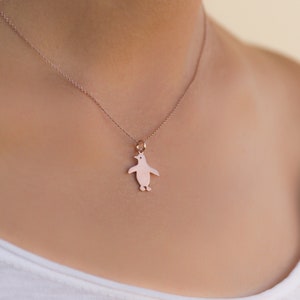 Penguin Necklace Cute Bird Pendant sterling silver Girls necklace baby charm Bird Jewelry children kids necklace rose gold charm image 4