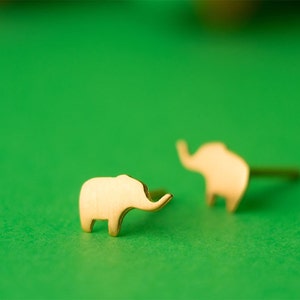 Tiny Elephant Earrings / Solid Gold Studs / African Safari Lover / Cool Gift image 3