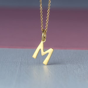Solid Gold Initial Necklace /  Personalized Letter Charm / Custom Pendant