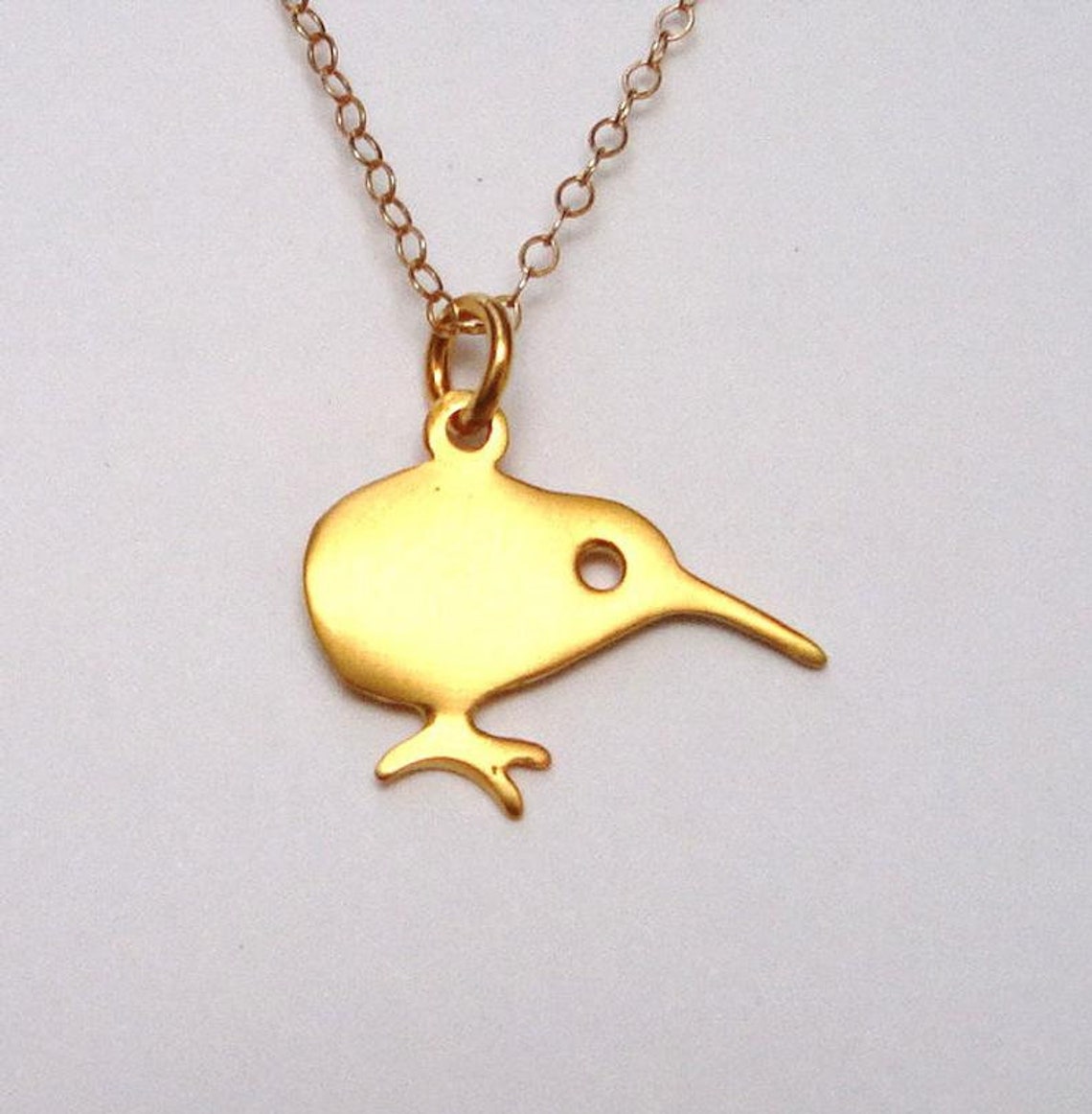 Solid Gold Kiwi Bird Necklace Animal Pendant 14k Solid Gold - Etsy