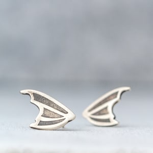 Bat Wing Earrings / Sterling Silver Goth Studs / Minimal Halloween Jewelry