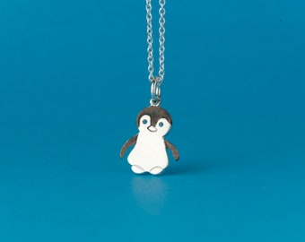 Baby Penguin Necklace Cute tiny Bird Pendant sterling silver Girls necklace Cute charm Bird Jewelry children kids necklace rose gold charm