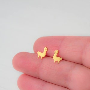 Sterling Silver Alpaca Earrings / Llama Studs / Minimal Jewelry / Gift for Kids Teens Mom image 2