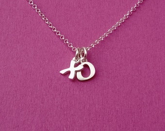 XO Necklace / Tiny Initial Pendant /Monogram Jewelry