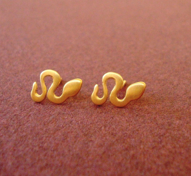 Snake Studs Snake Earrings sterling silver gold snake earring rose gold earrings kids jewelry dainty jewelry image 7