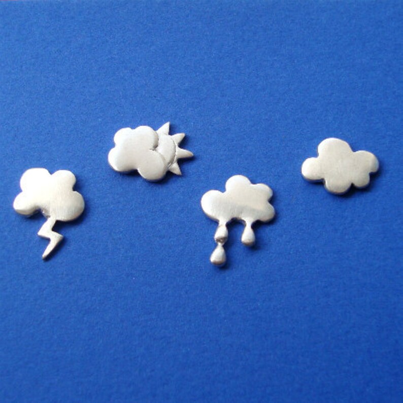 Cloud Charm Necklace Cloud Pendant Lightning rain drops Etsy