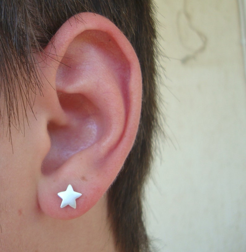 Tiny Crescent Moon Stud Earrings Star StudEarring Sterling Silver Star Stud Everyday Earrings Simple dainty earrings Birthday gift image 6