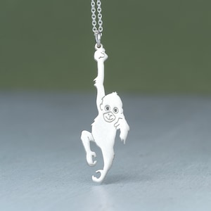 Collana con orango / Ciondolo scimmia in argento sterling / Ciondolo scimmia / Regalo originale