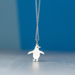 Penguin Necklace Cute Bird Pendant sterling silver Girls necklace baby charm Bird Jewelry children kids necklace rose gold charm image 3