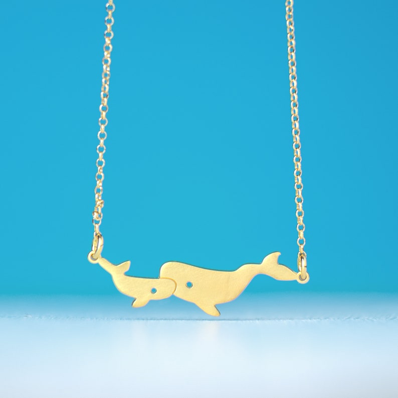 Whale Necklace Sterling Silver Family Mother Baby Necklace Kid Etsy