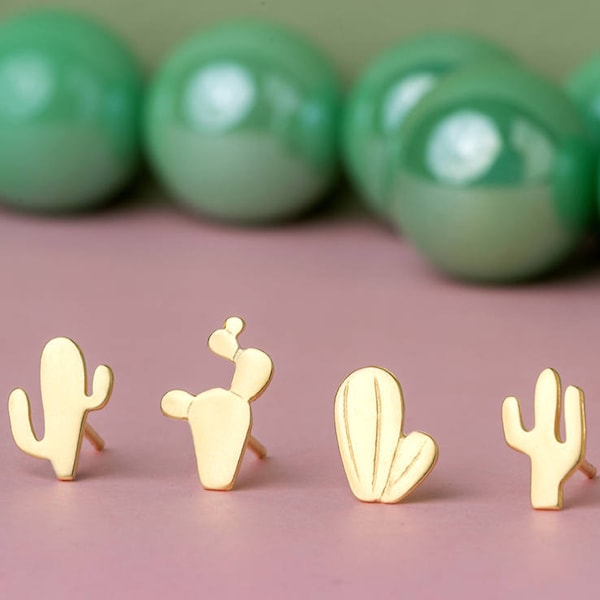 Cactus Earrings Sterling Silver / 4 different designs / plant lover jewelry / E75-SET4