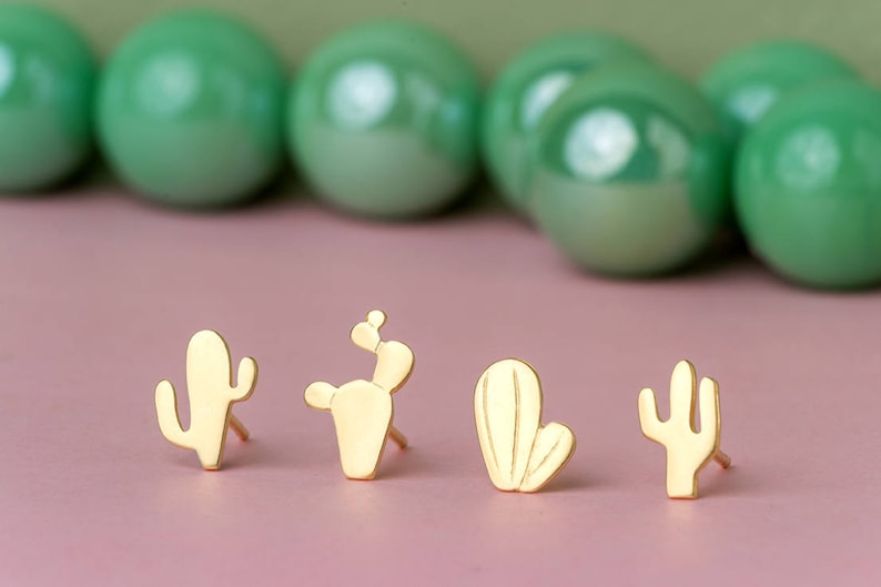 Boucles d'oreilles cactus en argent sterling / 4 modèles différents / bijoux pour amoureux des plantes image 1