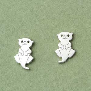 Tiny Otter Earrings Animal Studs sterling silver Baby sea otter gold studs Minimal Jewelry Kids Teen gift for her mom Christmas gift