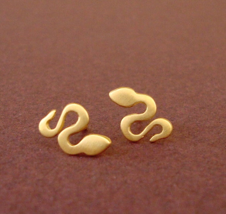 Snake Studs Snake Earrings sterling silver gold snake earring rose gold earrings kids jewelry dainty jewelry image 2