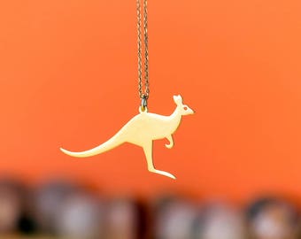 Kangaroo Necklace Wallaby Pendant Australian Animal Necklace Sterling Silver Kids Teen Jewelry Wild Animal Birthday gift
