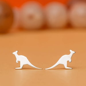 Tiny Kangaroo Earrings / Wallaby studs / Sterling silver Animal Jewelry