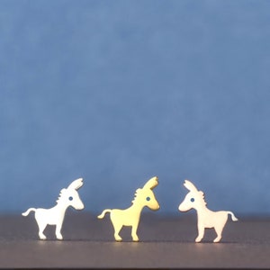 Tiny Donkey Earrings / Fun Sterling Silver Mule Studs / Everyday Minimal Jewelry image 2