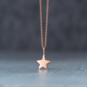 Solid Gold Tiny Star Necklace / Celestial Pendant / Valentine dainty Charm image 2