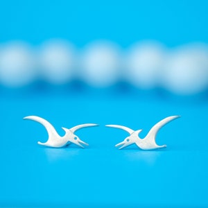 Pterodactyl Studs in Sterling Silver / Flying Dinosaur Earrings / Jurassic World