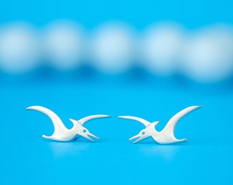 Pterodactyl Studs in Sterling Silver / Flying Dinosaur Earrings / Jurassic World