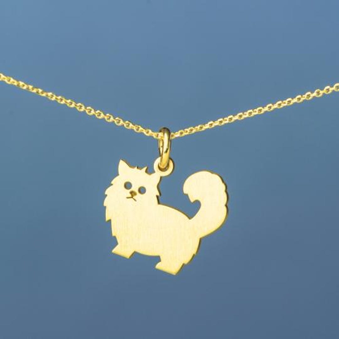 Solid Gold Cat Necklace / Animal Pendant / 9k 14k 18k