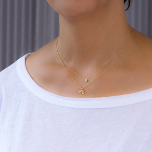 Tiny Solid Gold Zodiac Sign Necklace / Horoscope Charm / Astrology Jewelry image 6