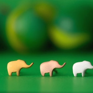 Tiny Elephant Earrings / Solid Gold Studs / African Safari Lover / Cool Gift image 4