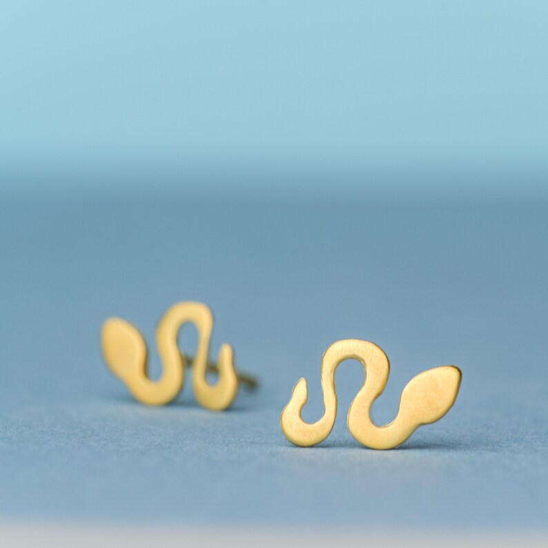 Snake Studs Snake Earrings sterling silver gold snake earring rose gold earrings kids jewelry dainty jewelry image 4