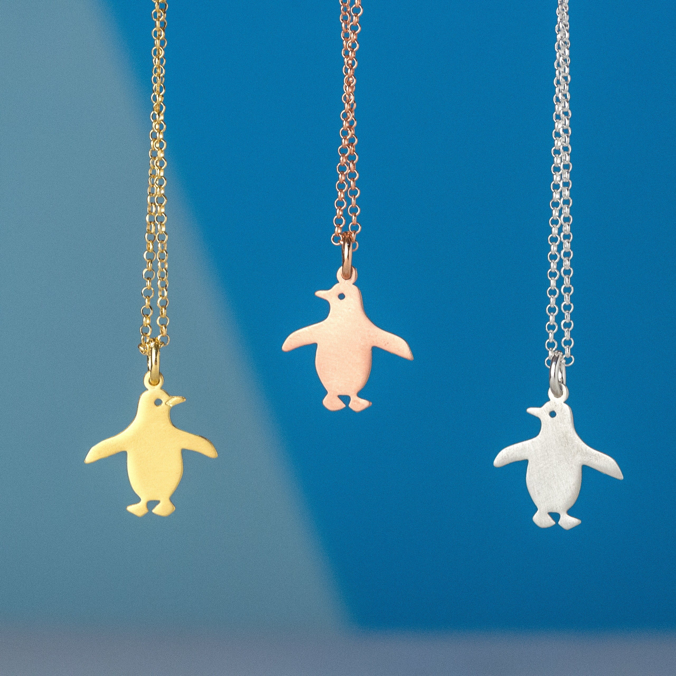 Buy Solid Gold Penguin Pendant Dainty Bird Necklace Yellow