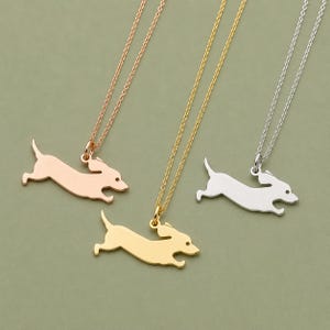 Solid Gold Dachshund Necklace / Animal Pendant 14k / Wiener Dog Charm / Pet Jewelry / 300D-GD